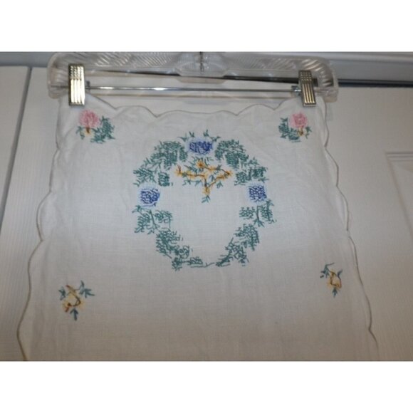 Unbranded Cross Stitch Table Runner 56" X 12" Pastel Floral Design Handmade - Picture 8 of 8